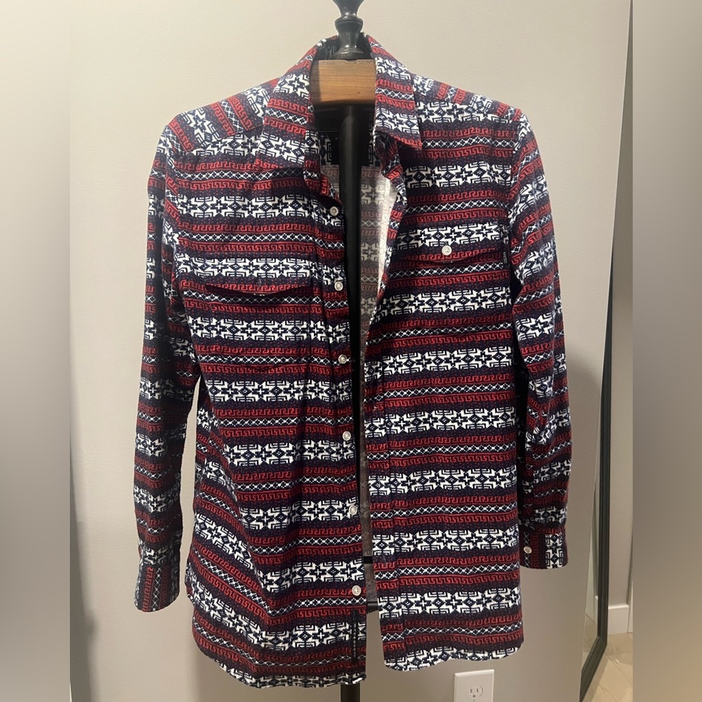 WESC Red and Blue Patterned Shirt M
